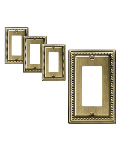 DEWENWILS Antique Brass Wall Plates, Decorative Outlet Cover for GFCI, Receptacle, Light Switch, Metal Material, 4-pack-HRWP03E