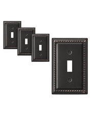 DEWENWILS 4 Pack Decorative Light Switch Cover, Metal Toggle Light Switch Wall Plates, Aged Bronze Outlet Covers for Home, Office-HTWP03B