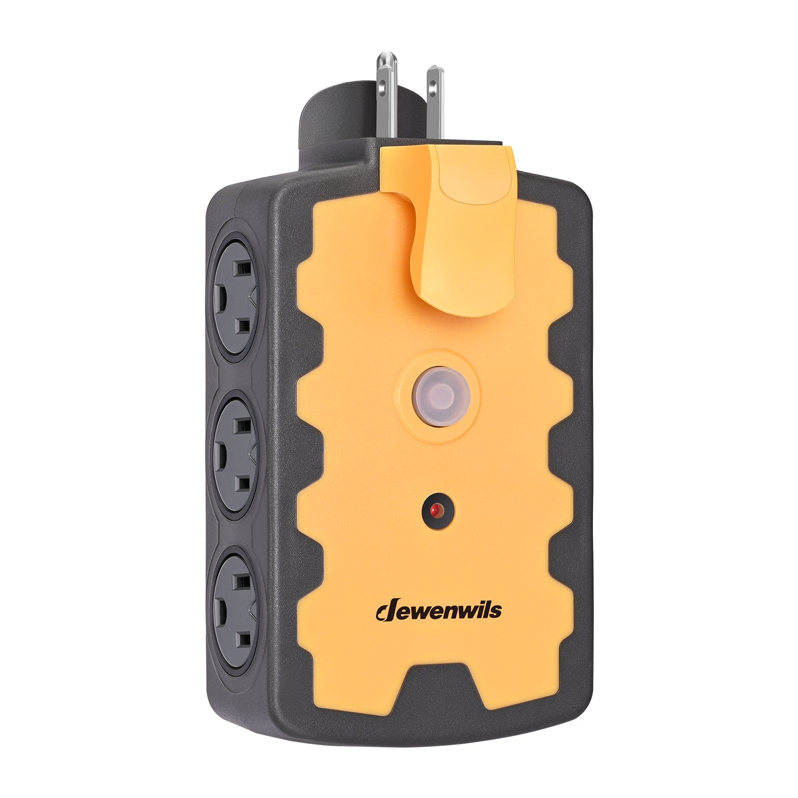 DEWENWILS 6-Outlet Extension Cord Plug Adapter, 3-Prong Grounded Multi-Plug Extender for Indoor Outdoor Extension Cords, 15Amp Circuit Breaker, Swivel Safety Covers-HEPA02B