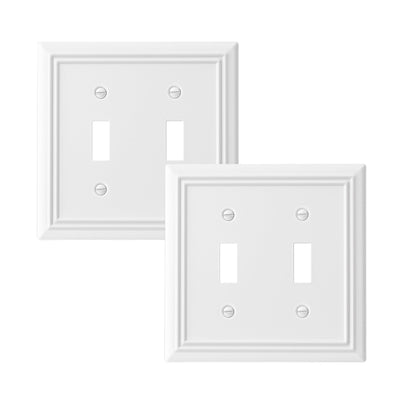 DEWENWILS 2 Pack White Light Switch Cover, Metal Toggle Light Switch Wall Plate-HTWP22C