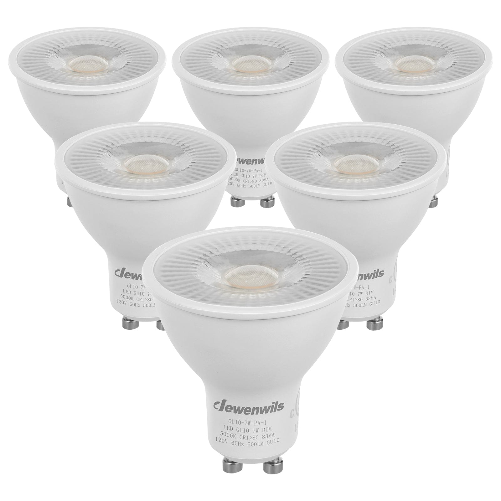 DEWENWILS Daylight GU10 LED Light Bulb, 500LM, Dimmable 5000K  GU10 Bulb Replacement for Track Lighting, 7W(50W Equivalent) LED Bulbs for Living Room, Kitchen Range Hood, Bathroom (6 Pack)-HDGU10F