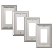 DEWENWILS 4-Pack Metal Wall Outlet Cover, Decorator Wall Plates for Receptacle, GFCI Outlet, Dimmer Switch, Satin Nickel-HRWP14A