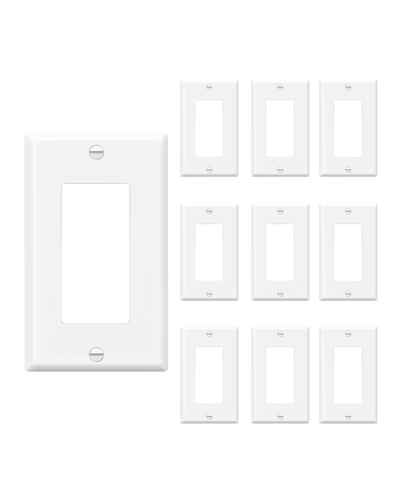 DEWENWILS Metal Wall Plates, Decorator Light Switch Cover Plate or Receptacle Outlet Covers, Electrical Decora Faceplate for Living Room, Bedroom, Bathroom, Kitchen, Smooth White (10-Pack)-HRWP05A