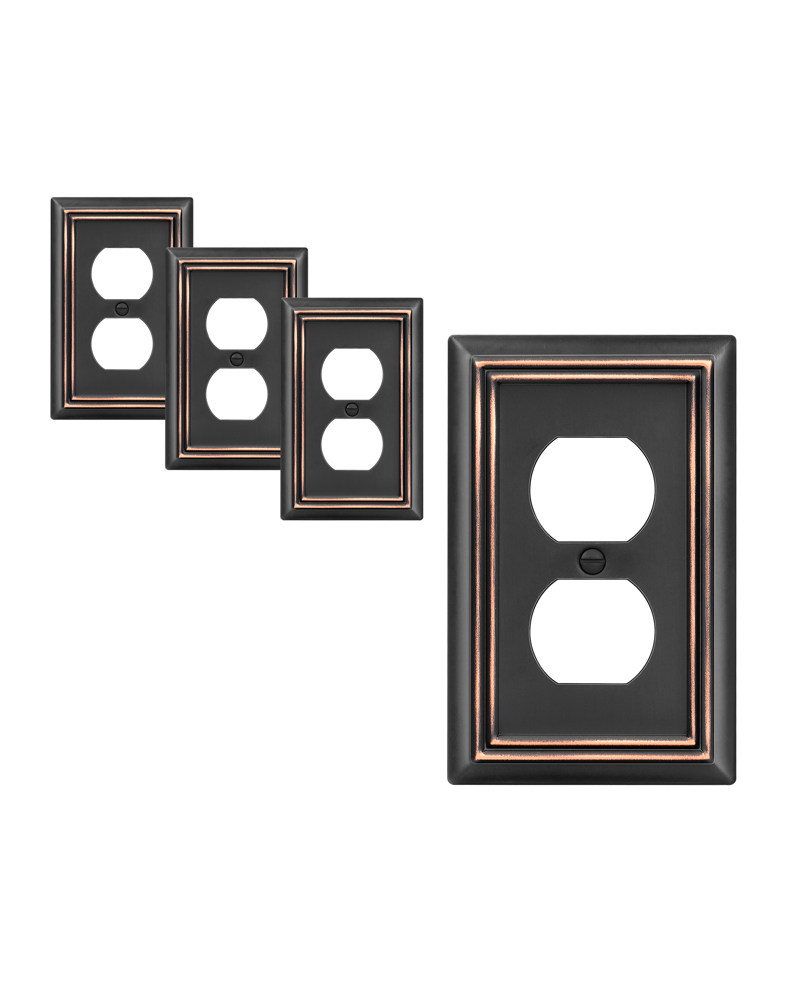 DEWENWILS 4-Pack Duplex Wall Plate, Metal Wall Outlet Cover for Receptacle, Light Switch, Aged Bronze-HDWP14B