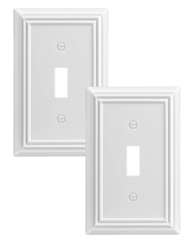 DEWENWILS Single Toggle Wall Plates, White Metal Light Switch Cover Plates, 4.92" x 3.14" Outlet Wall Plates, Switch Plate Covers for Home Decor, 2 Pack-HTWP12C