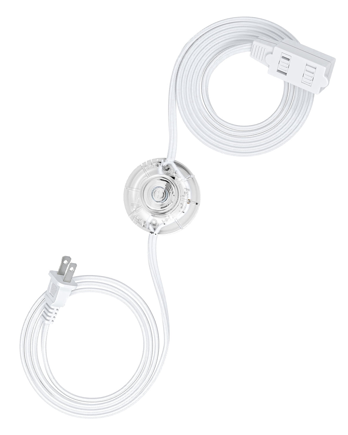 DEWENWILS 12 FT Extension Cord with Foot Switch, 2-Prong 3 Outlets, 16AWG/2C for Indoor Use, 13A/1625W Extension Cord Splitter with Lights, White