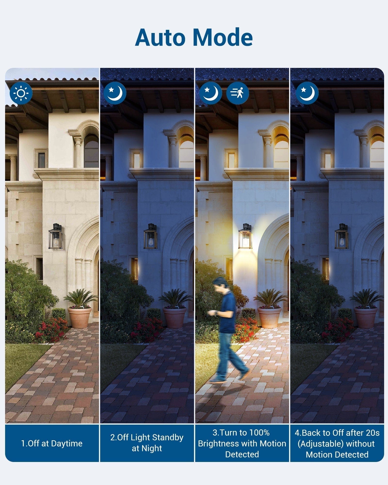 DEWENWILS Motion Sensor Outdoor Wall Light, Dusk to Dawn Exterior Lantern Fixture, Farmhouse Wall Mount Waterproof Porch Light with Clear Glass, Outside Wall Sconce for House Garage Patio-F4HOWL07C
