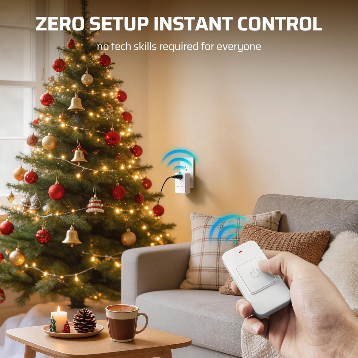 DEWENWILS Magnetic Wireless Remote Control Outlet – 100ft RF Range, No Programming Needed, Compact 3-Prong Plug-in Switch