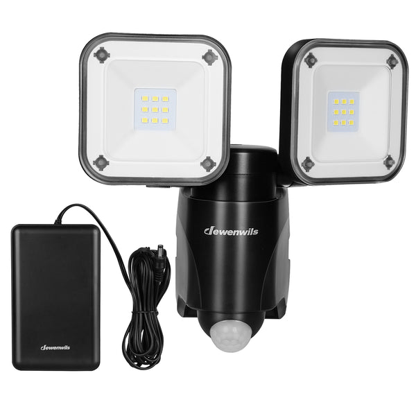 DEWENWILS Outdoor Motion Sensor Light, Battery Powered Flood Light, LED Security Light with 2 Adjustable Heads, 800LM 6000K Super Bright, IP44 Waterproof Auto ON/Off for Garage, Yard, Porch-HHSL02A