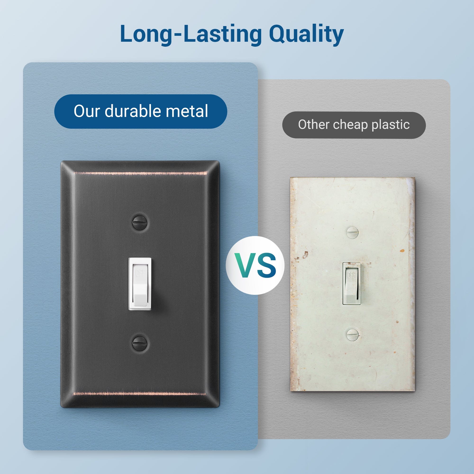 DEWENWILS 4-Pack Toggle Light Switch Cover, Metal Light Switch Plates in Aged Bronze-HTWP02B