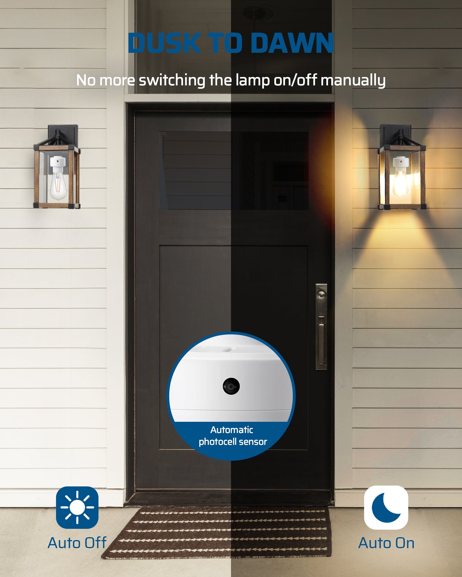 DEWENWILS Light Sensor Socket, Dusk to Dawn Light Bulb Sockets with Timer, 360° Sensor Rotation, E26/E27 Light Socket Adapter for Porch Light, Wall Light, 2 Pack-HSLS02H