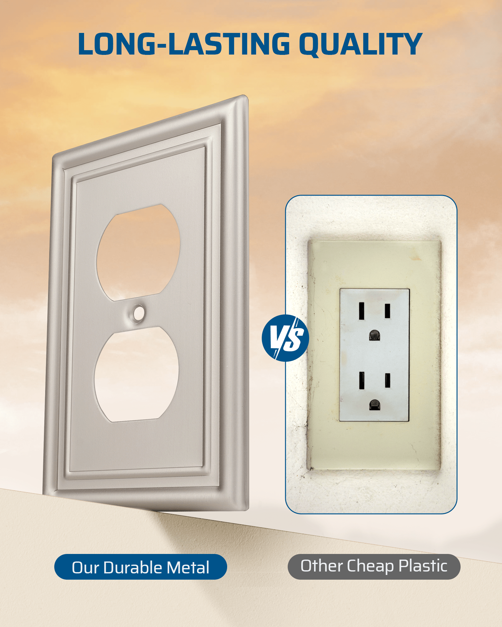 DEWENWILS 4-Pack Metal Wall Plates, Brushed Nickel Outlet Cover, Duplex Face Plates for Electrical Outlets-HDWP01A