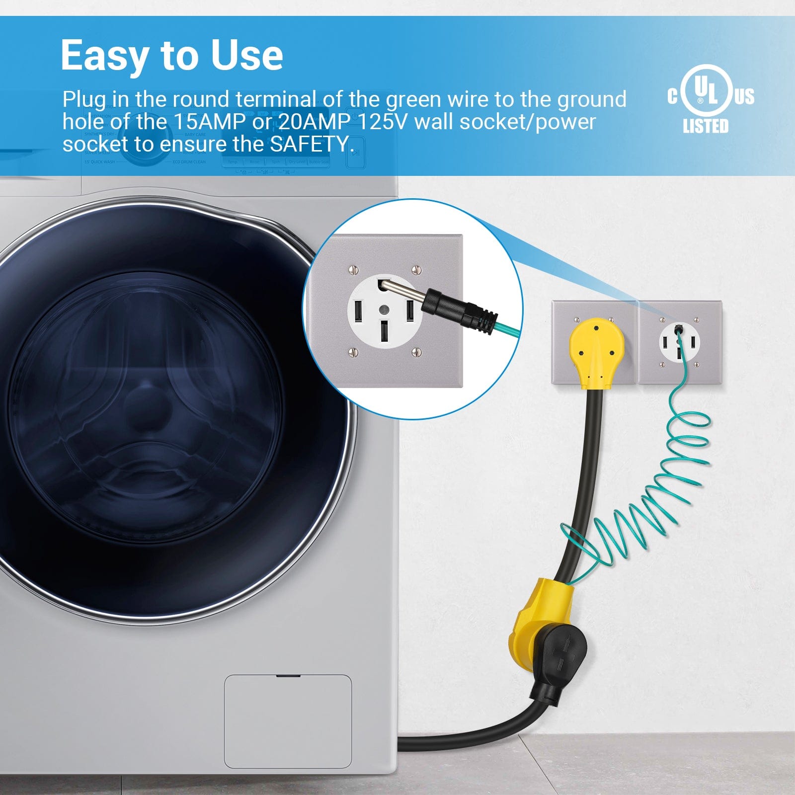 DEWENWILS 1.5ft 3 Prong to 4 Prong Dryer Plug Adapter, NEMA 14-30R Male to 10-30P Female STW 10-AWG Electric Dryer Connector Cord, 30Amp/250V/7500W-HHDC01B1