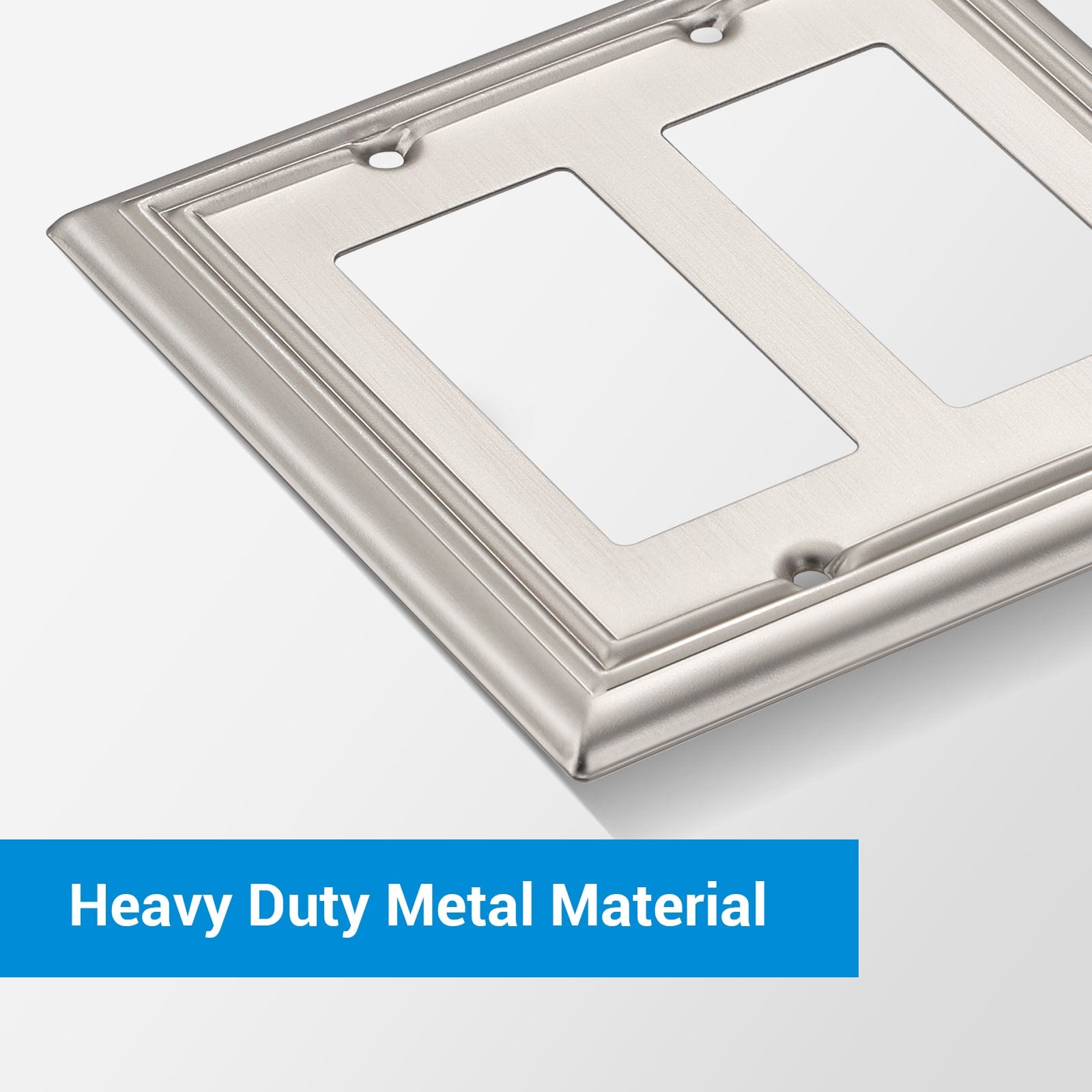 DEWENWILS 2-Pack Decorator Wall Plates, Brushed Nickel Outlet Covers, Metal Face Plates for Electrical Outlets, GFCI, Dimmer Switch-HRWP22A