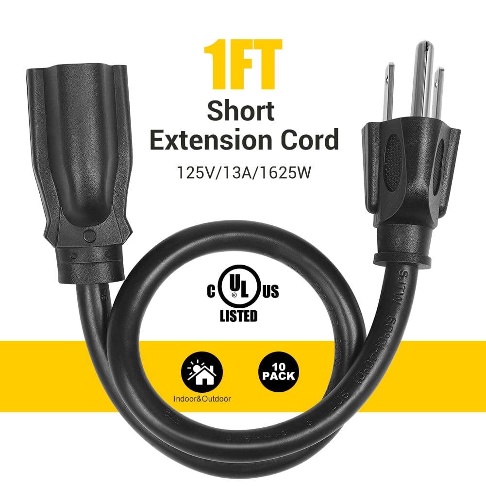 DEWENWILS 1ft Short Extension Cord, 16 AWG SJTW for Indoor Outdoor