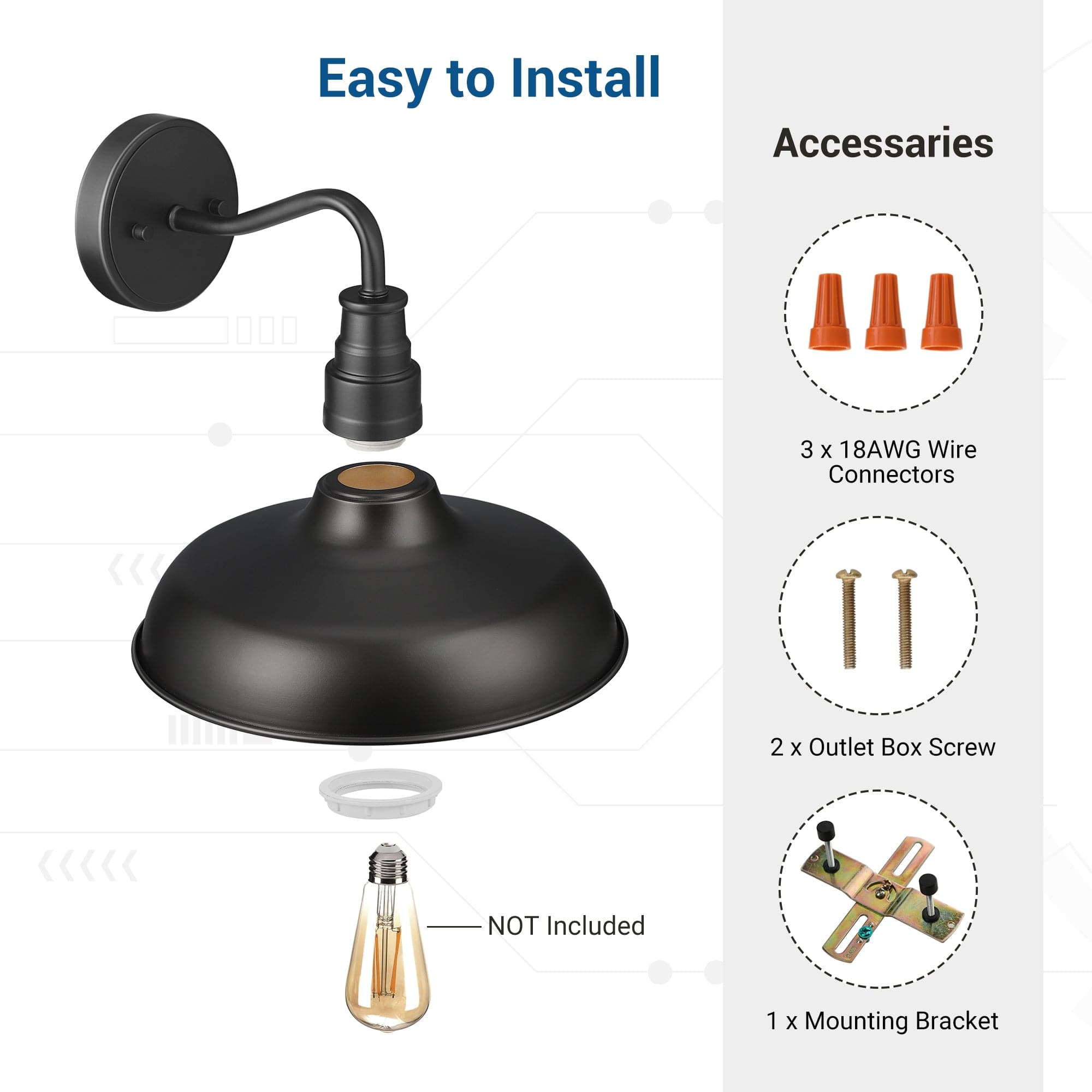 DEWENWILS 2 Pack Wall Light Fixture Wall Mount, Gooseneck Barn Light, Wall Lantern Sconce, Porch Light for House Frontdoor Entryway Garage-HOWL02D