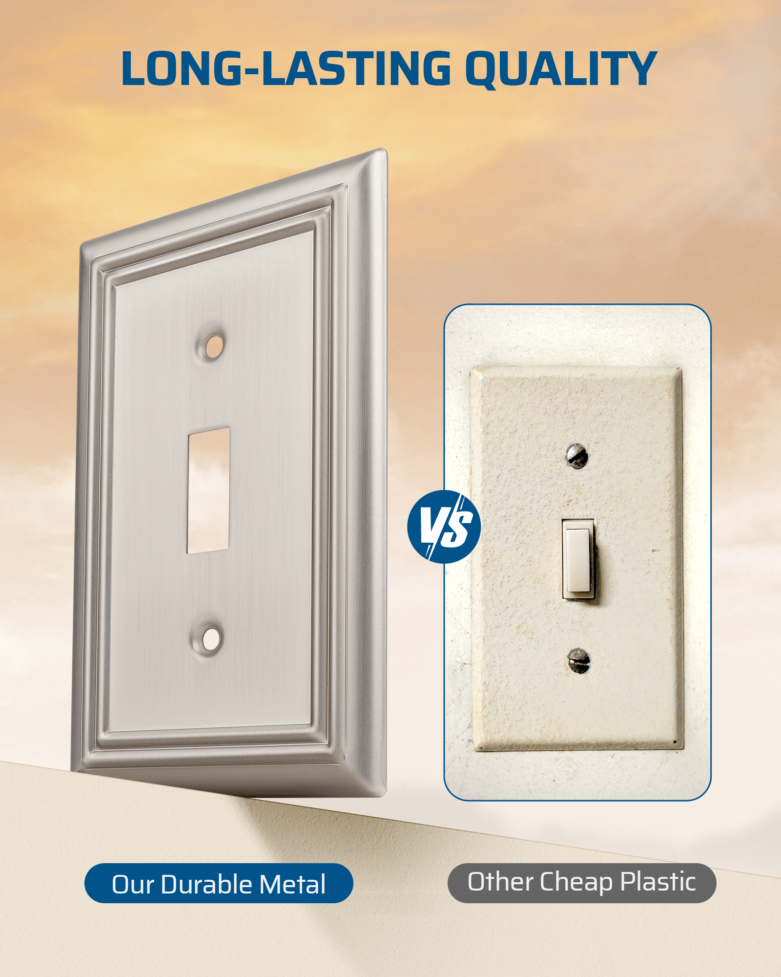 DEWENWILS 4-Pack Metal Wall Plate, Single Toggle Switch Cover, Corrosion Resistant, Brushed Nickel-HTWP14A