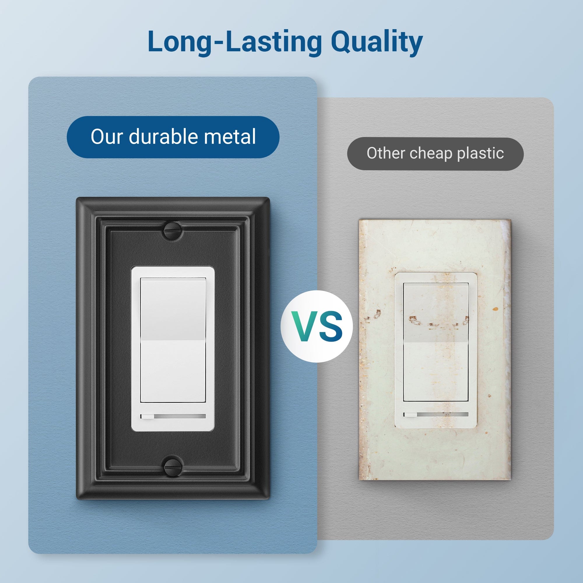 DEWENWILS 4-Pack Metel Decorator Outlet Cover, Wall Plates for Electrical Outlets, GFCI, Dimmer Switch, Black Finish-HRWP14D