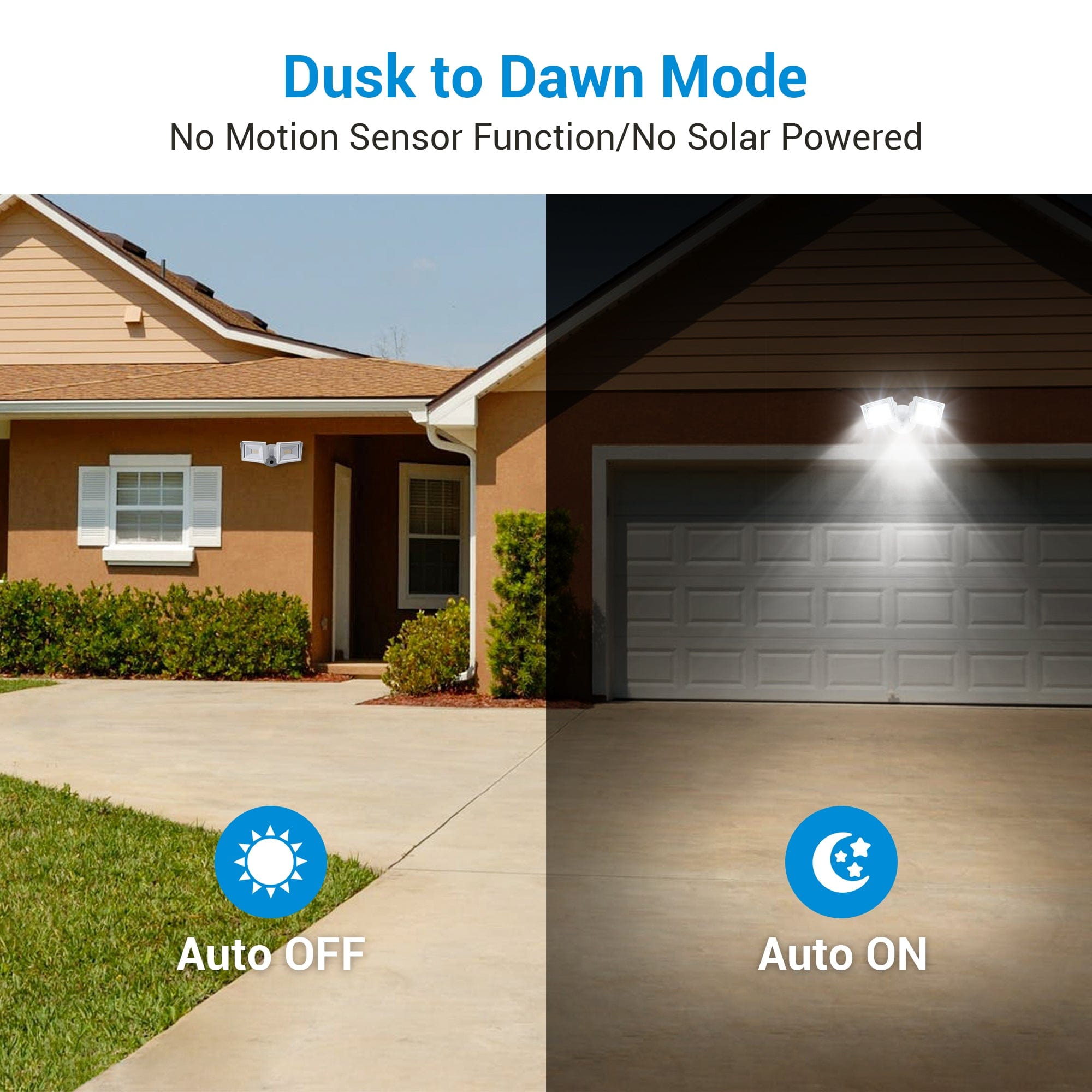 DEWENWILS 5,400 Lumens, Dusk to Dawn LED Flood Light Outdoor, 62W 5000K, IP65 Waterproof, 2 Adjustable Heads for Yard, Porch, Garage-HHSL03B
