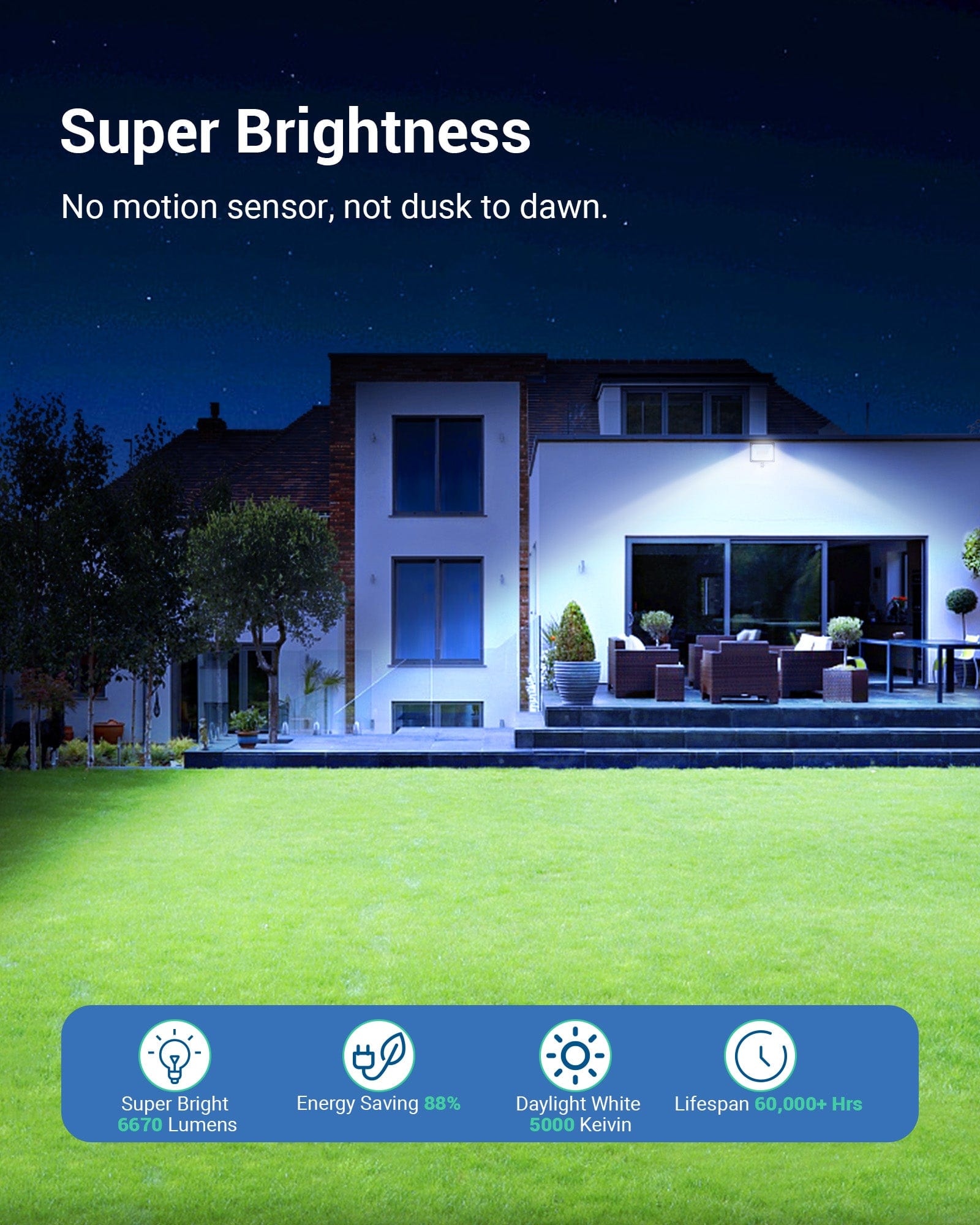 DEWENWILS 2-Pack 65W LED Flood Light Outdoor, IP65 Waterproof 6670 Lumen Super Bright (500W Halogen Equiv) Adjustable Knuckle Mount LED Security Light, 5000K Daylight for Yard, Garage, Garden-HFLB02A