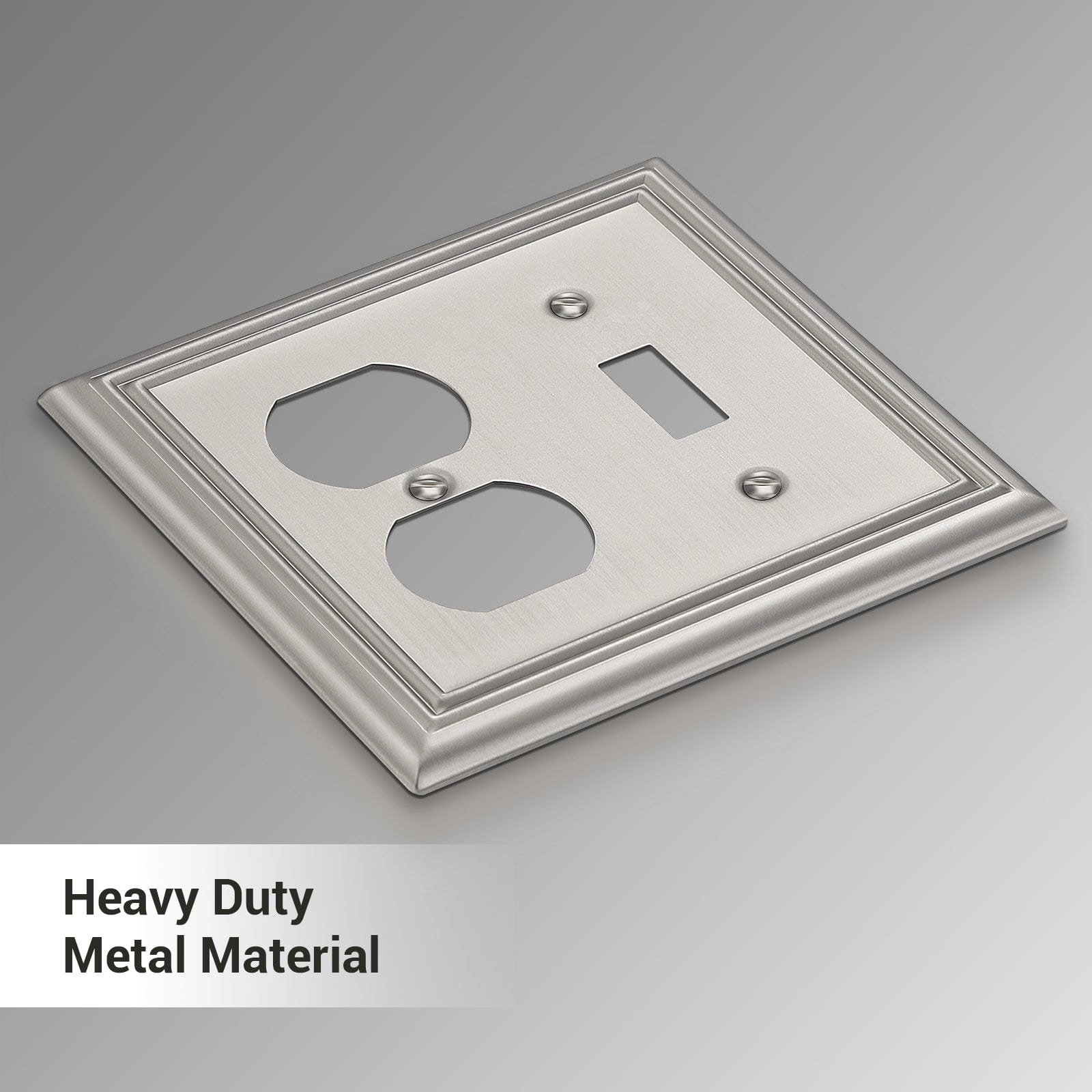 DEWENWILS 2-Pack Combo Toggle/Duplex Wall Plates, Brushed Nickel Double Outlet Covers-HTDP22A