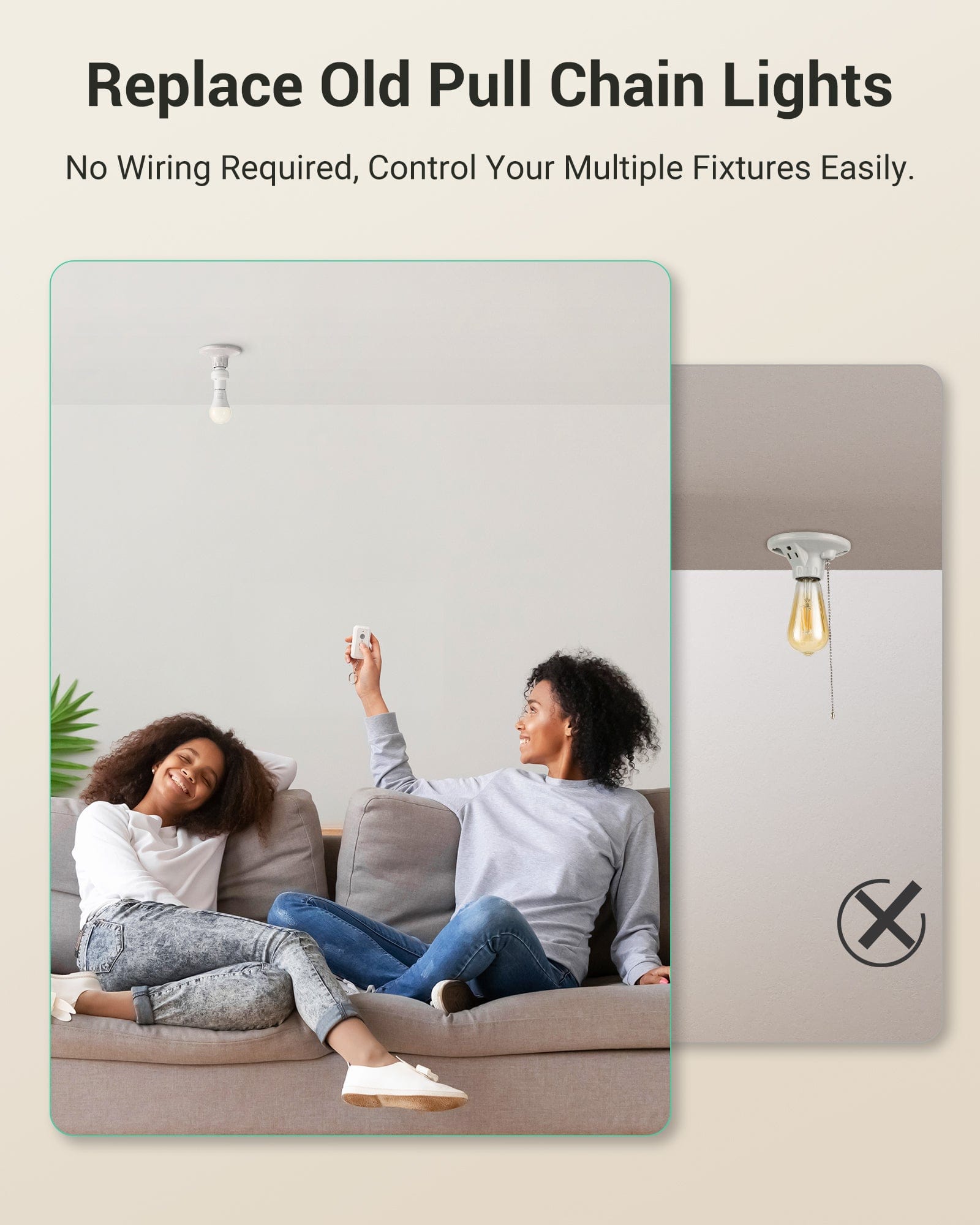 DEWENWILS Remote Control Light Bulb Socket, Wireless Light Bulbs Socket Switch Kit with Controller, Remote Light Socket E26/E27 Base for Pull Chain Light Fixture, No Wiring, Programmed-HRLS11R