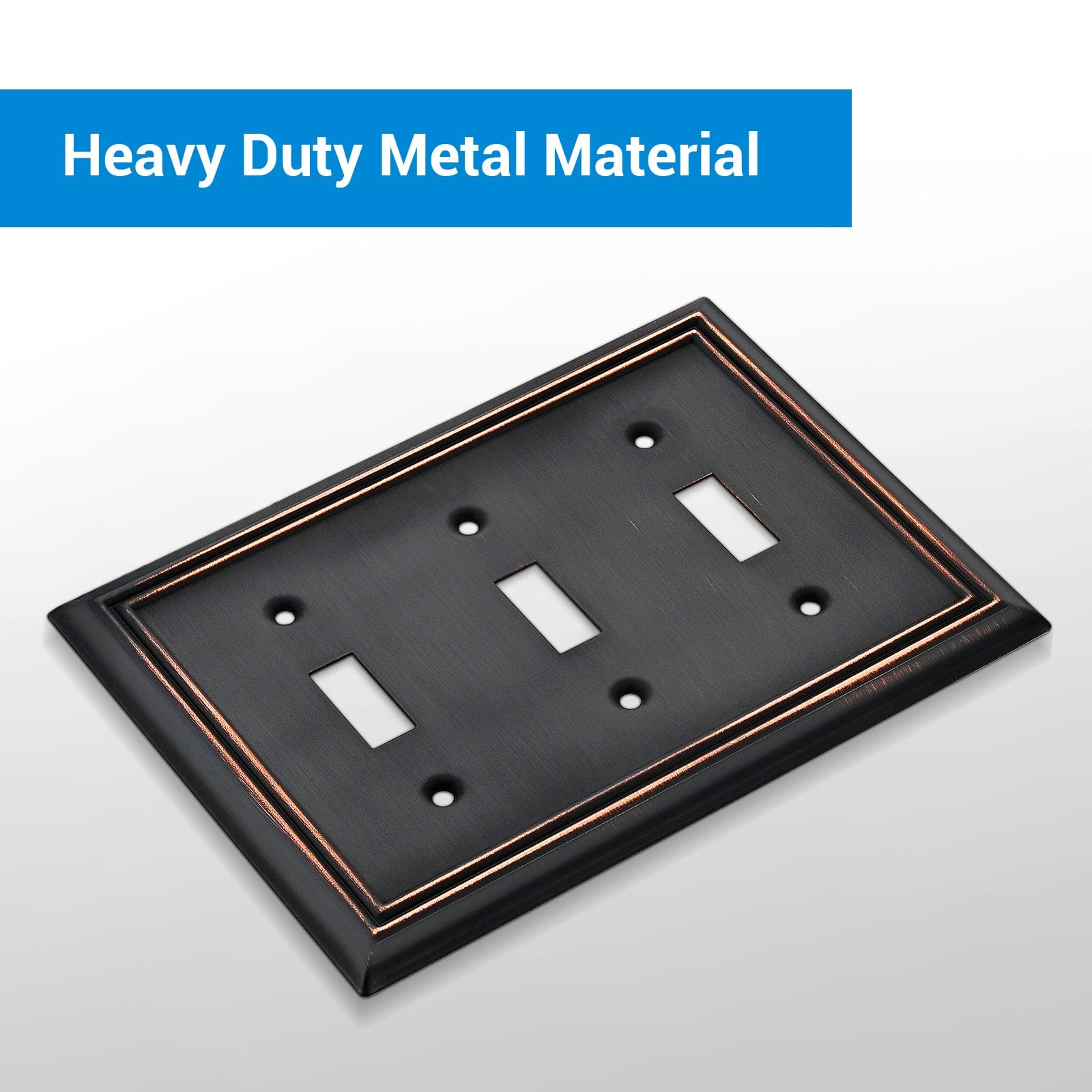 DEWENWILS 2 Pack Triple Toggle Wallplates, Aged Bronze Light Switch Covers, Heavy Duty Matel Material-HTWP32B