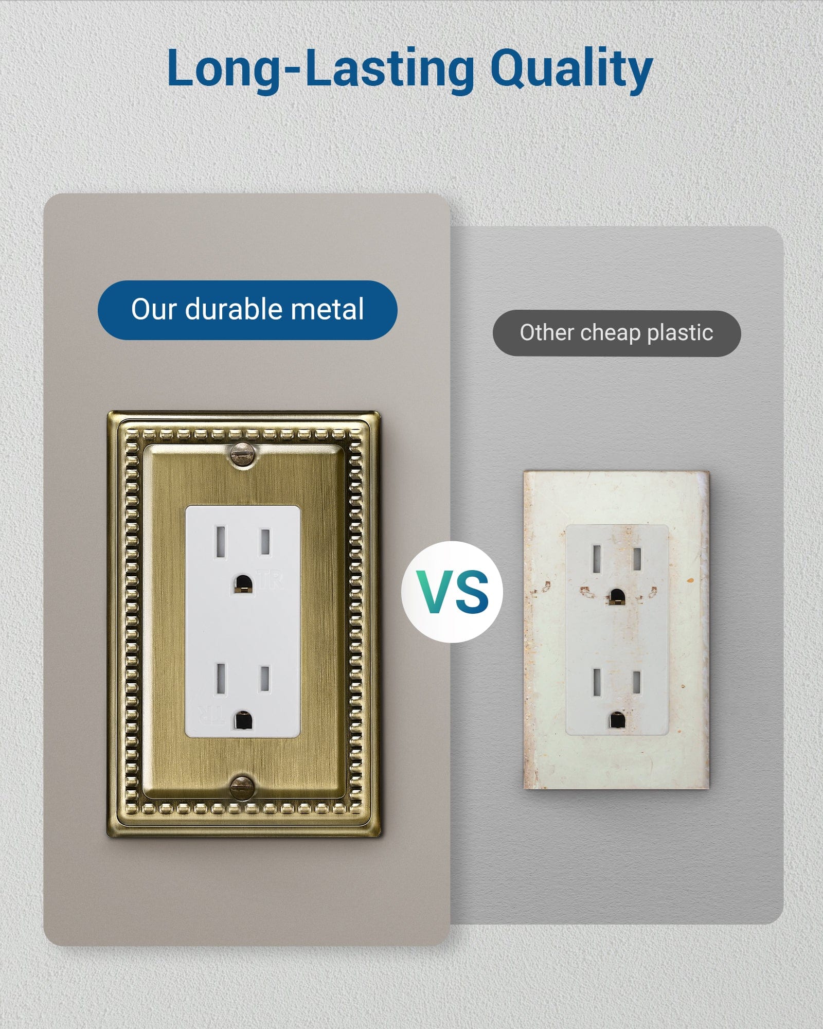 DEWENWILS Antique Brass Wall Plates, Decorative Outlet Cover for GFCI, Receptacle, Light Switch, Metal Material, 4-pack-HRWP03E