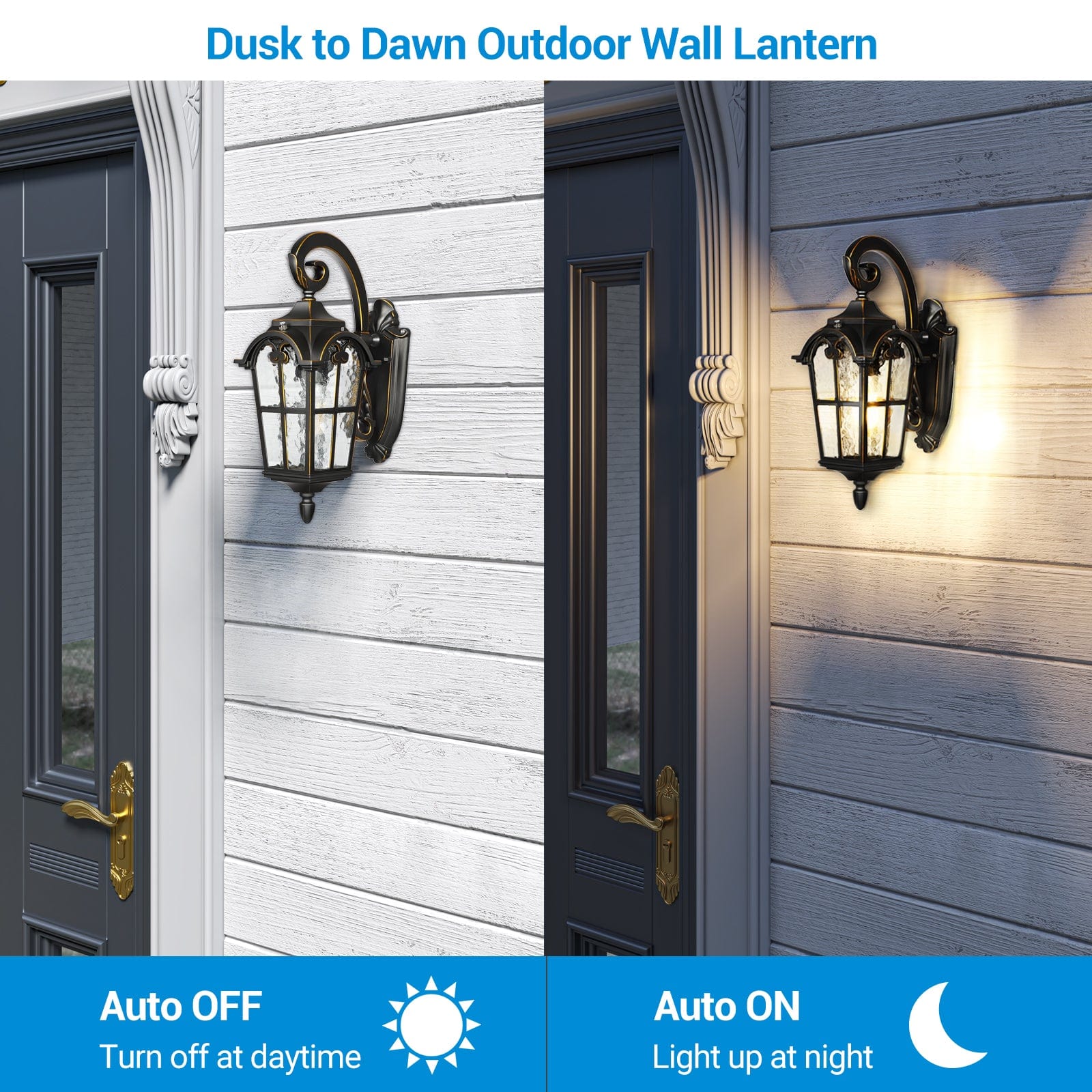 DEWENWILS Dusk to Dawn Outdoor Wall Light Fixture Wall Mount, Black Roman 17.7" H Exterior Wall Lantern Porch Light, Waterproof Outdoor Wall Sconce Lighting Lamp for House Garage Doorway-HOWL06J