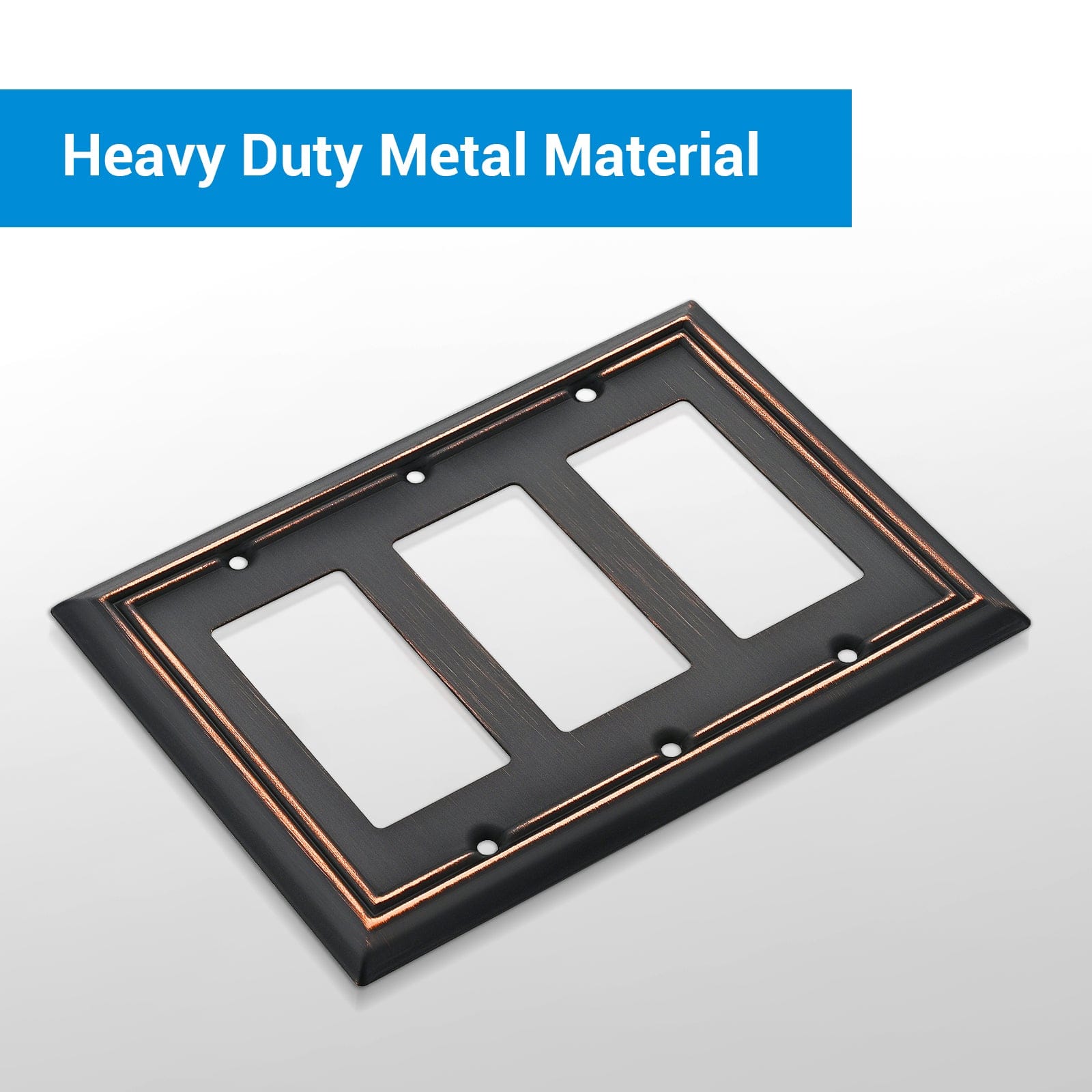 DEWENWILS Aged Bronze Outlet Plate Covers, Triple Decorator Wall plates, Metal Face Plates for Electrical Outlets, GFCI, Dimmer Switch, 2-Pack-HRWP32B