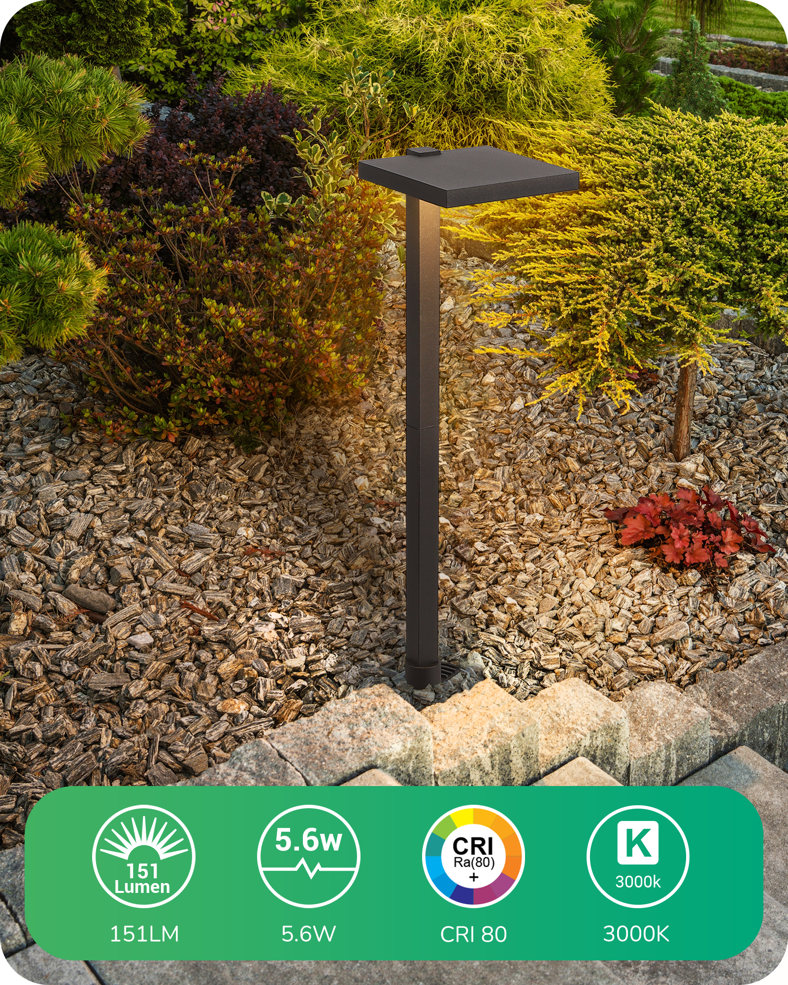 4 Pack Low Voltage Landscape Lighting, 5.6W 151LM 3000K 50,000 Hrs Waterproof LED Pathway Lights, 12V Aluminum Outdoor Landscape Lighting with Connectors for Yard, Garden, Walkway-HGSL30A