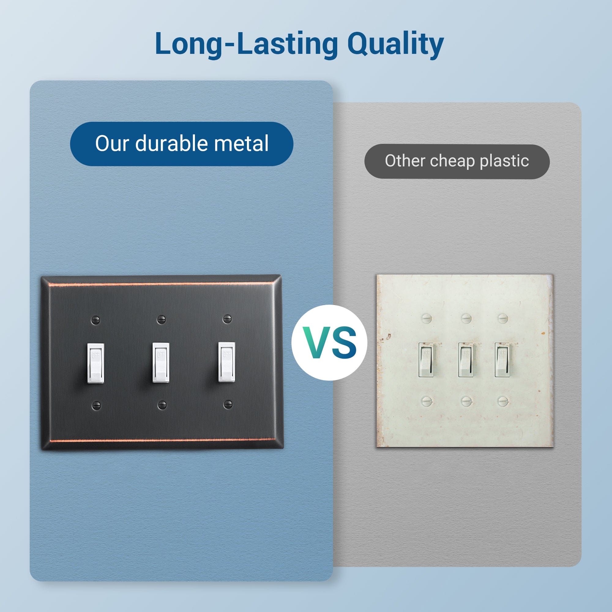 DEWENWILS 2 Pack Tripple Toggle Light Switch Cover,Aged Bronze Outlet Wall Plates, Solid Metal-HTXP02B