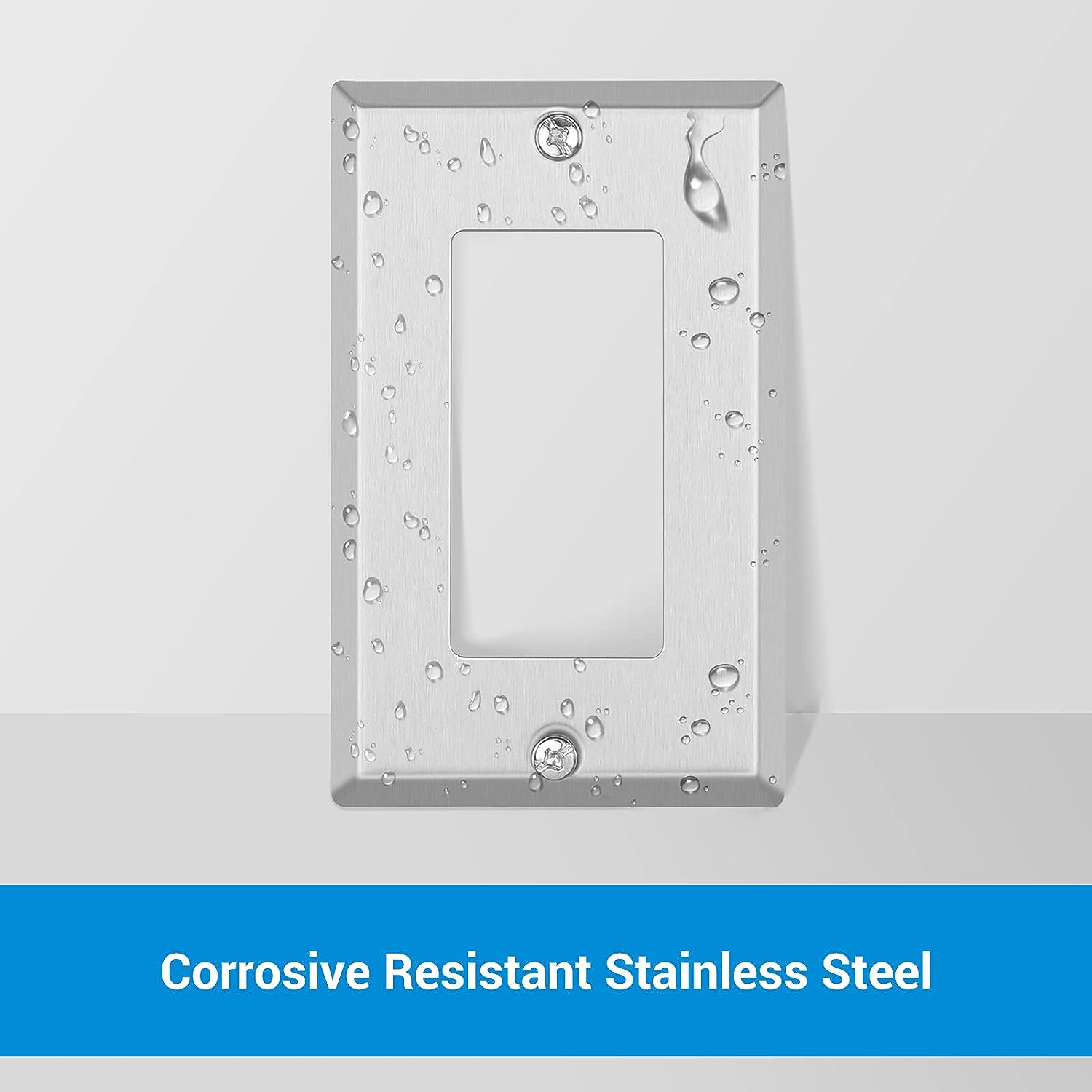 DEWENWILS Decorator Metal Wall Plate, 10-Pack Stainless Steel Outlet Cover for Receptacle, Dimmer Switch, Corrosion Resistant, Brushed Finish, Silver-HMWP01J