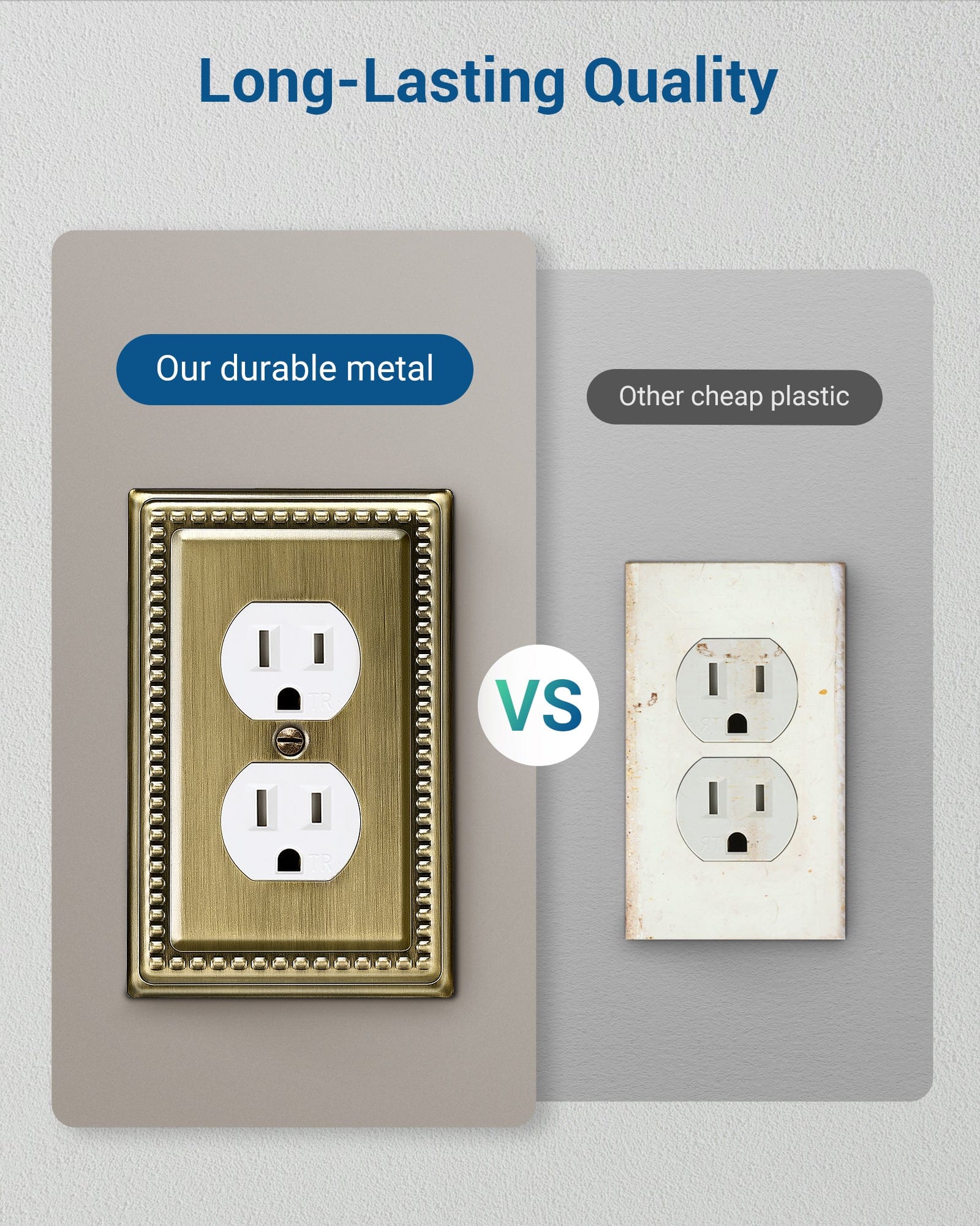 DEWENWILS 4-Pack Metal Duplex Wall Plates, Electrical Outlet Cover Plate, Antique Brass for Home Decor-HDWP03E