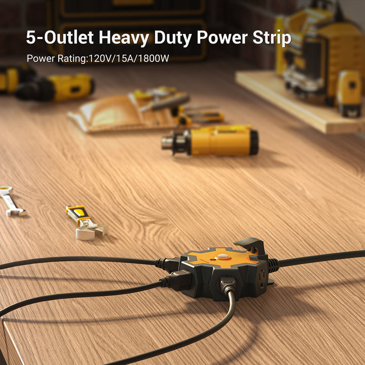 DEWENWILS 5-Outlet Power Strip with 6ft Heavy Duty Extension Cord