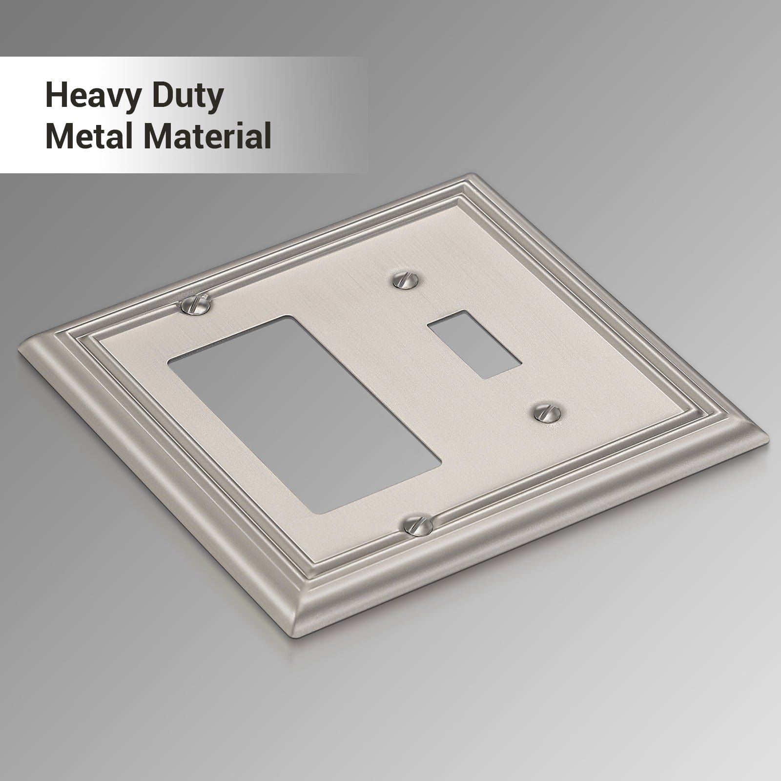 DEWENWILS 2-Pack Combo Toggle/Decorator Wall plates, Brushed Nickel Double Outlet Covers-HTRP22A