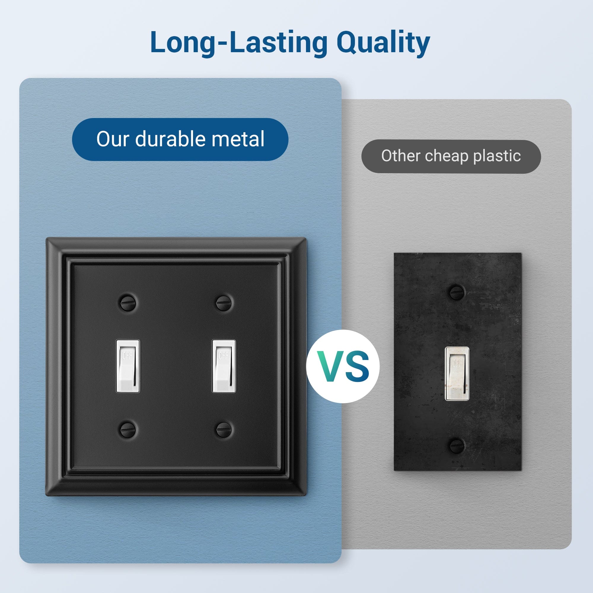 DEWENWILS 2-Pack Decorative Light Switch Cover, Metal Toggle Light Switch Wall Plate-HTWP22D