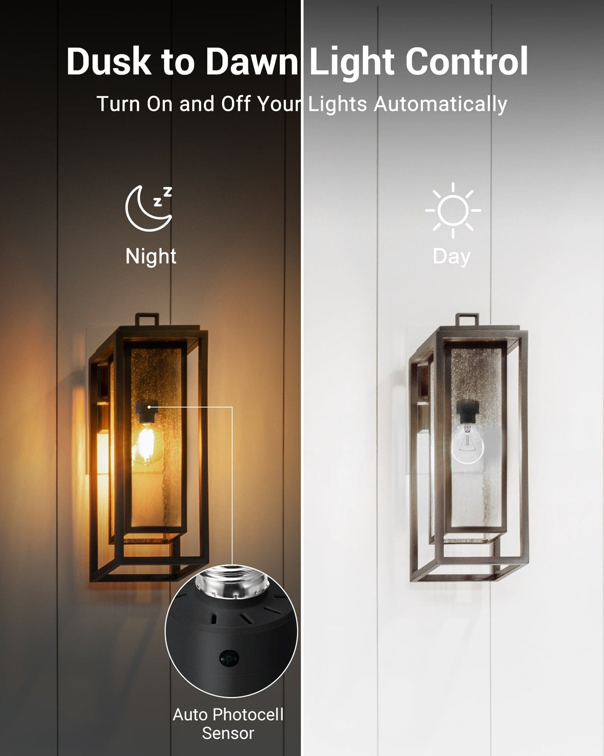 Dusk to Dawn Light Sensor Socket features automatic photocell control to turn lights on at dusk and off at dawn for convenient energy-saving operation