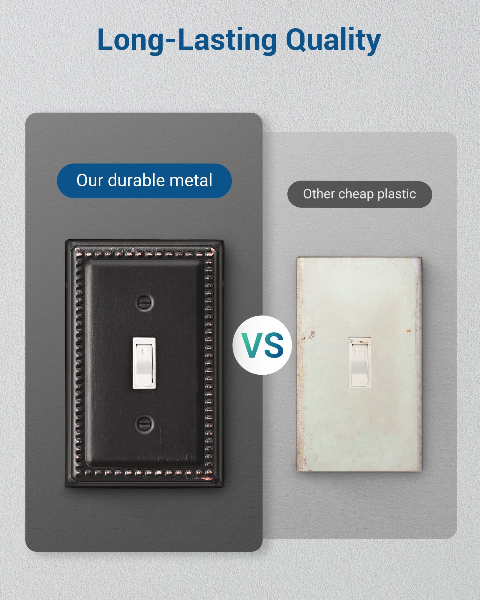 DEWENWILS 4 Pack Decorative Light Switch Cover, Metal Toggle Light Switch Wall Plates, Aged Bronze Outlet Covers for Home, Office-HTWP03B