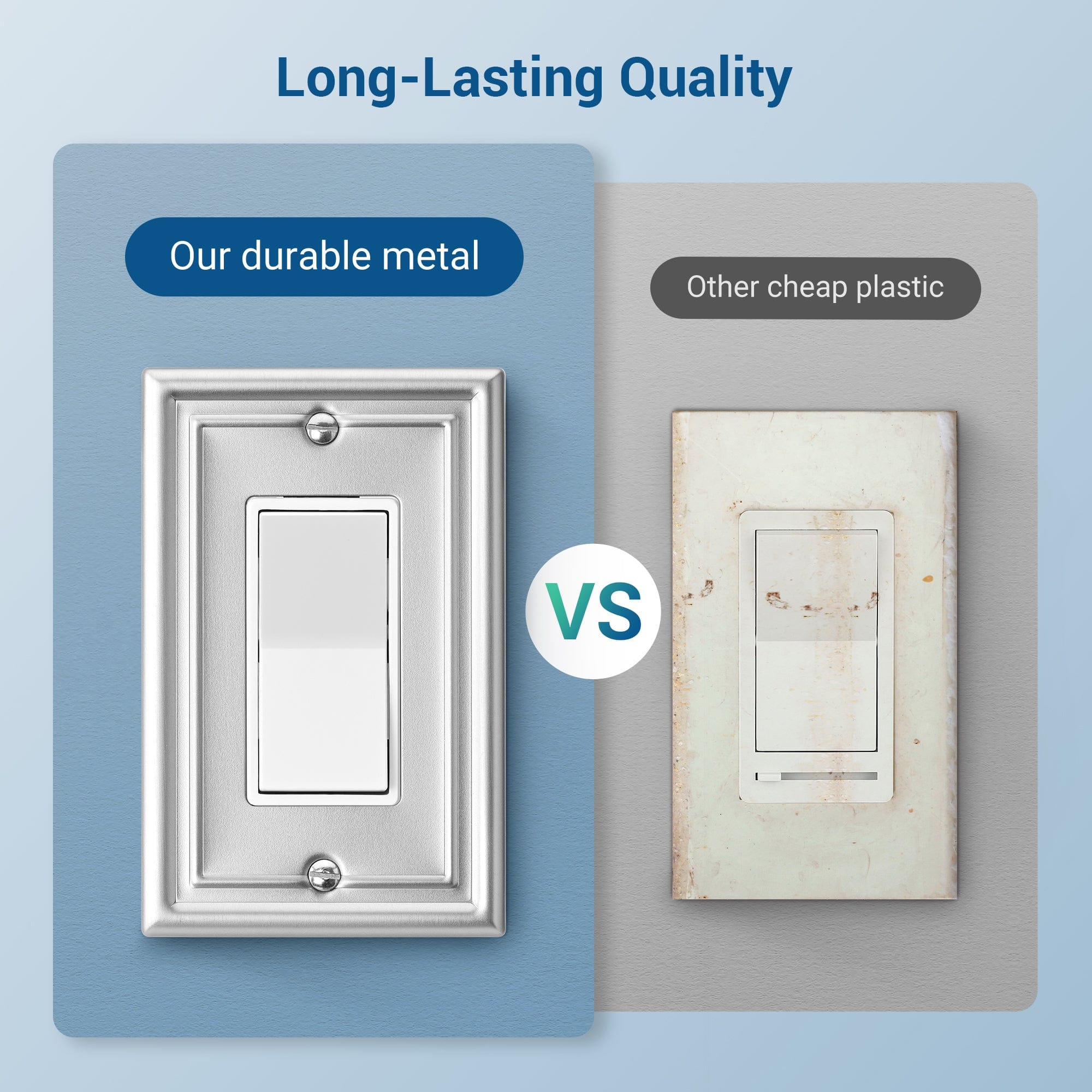 DEWENWILS 4 Pack Brushed Nickel Outlet Covers, Metal decorator Wall Plates for Electrical Outlets, GFCI, Dimmer Switch-HRWP01A