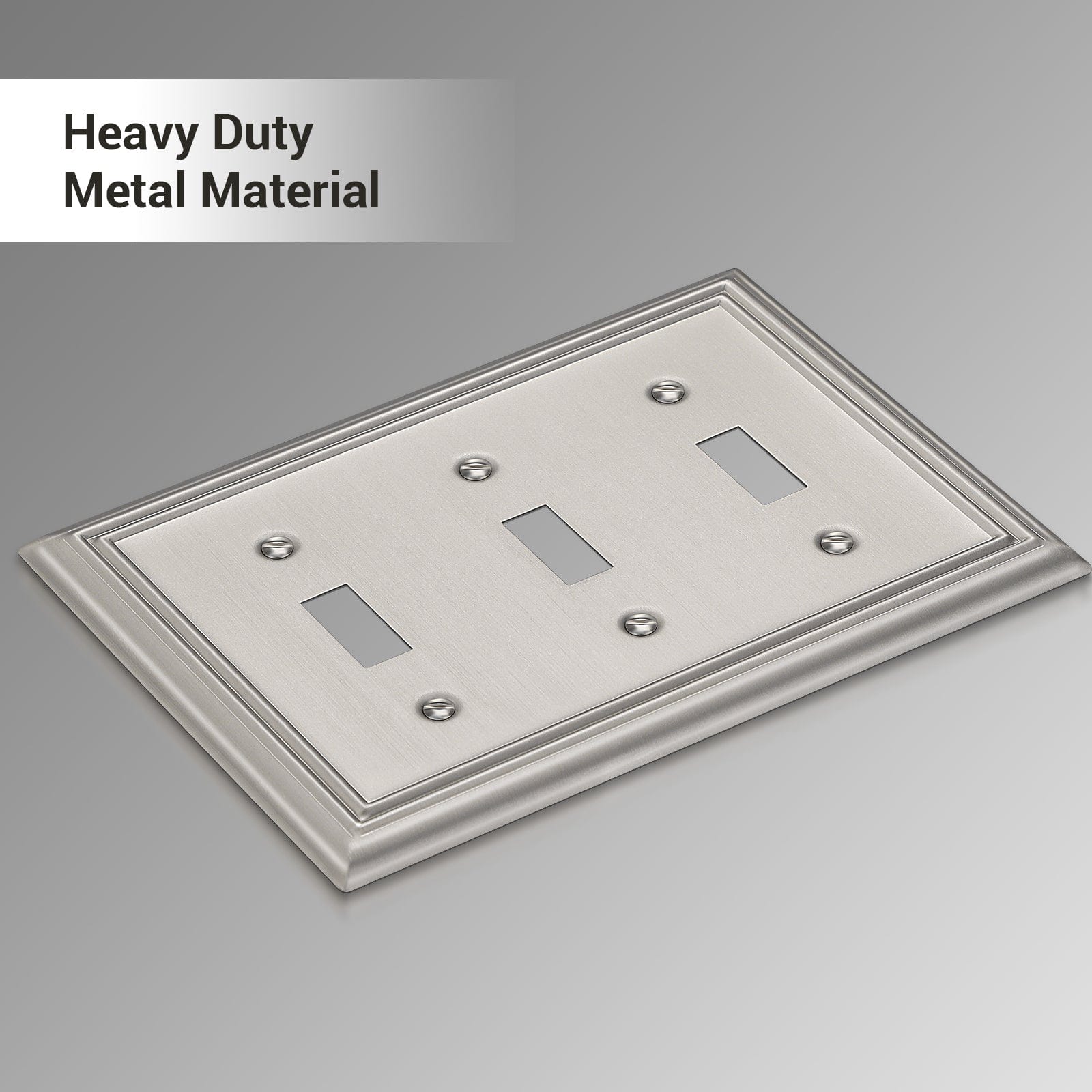 DEWENWILS 2 Pack Tripple Toggle Wallplates, Brushed Nickel Light Switch Covers, Heavy Duty Matel Material-HTWP32A