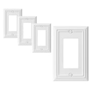 DEWENWILS Decorator Wall plates, White Finish Outlet Covers, Metal Face Plates for Electrical Outlets, GFCI, Dimmer Switch, 4-Pack-HRWP14C