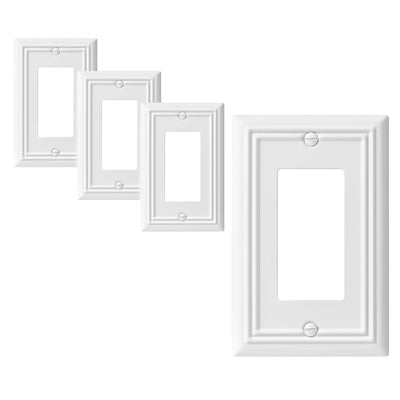 DEWENWILS Decorator Wall plates, White Finish Outlet Covers, Metal Face Plates for Electrical Outlets, GFCI, Dimmer Switch, 4-Pack-HRWP14C