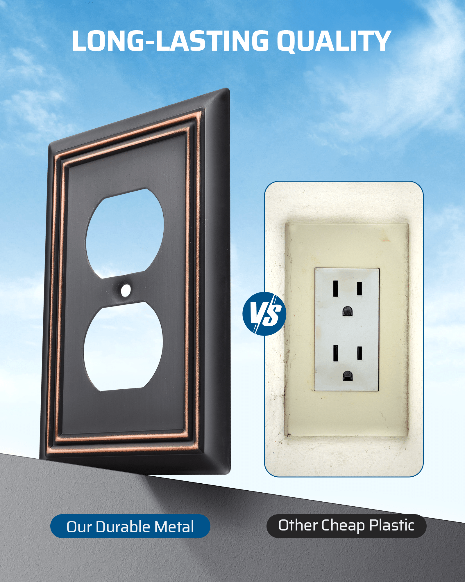 DEWENWILS Duplex Outlet Covers, Aged Bronze Outlet Wall Plates, 4.92" x 3.14" Light Switch Cover Plates, Metal Electrical Outlet Cover Plates, 2 Pack-HDWP12B