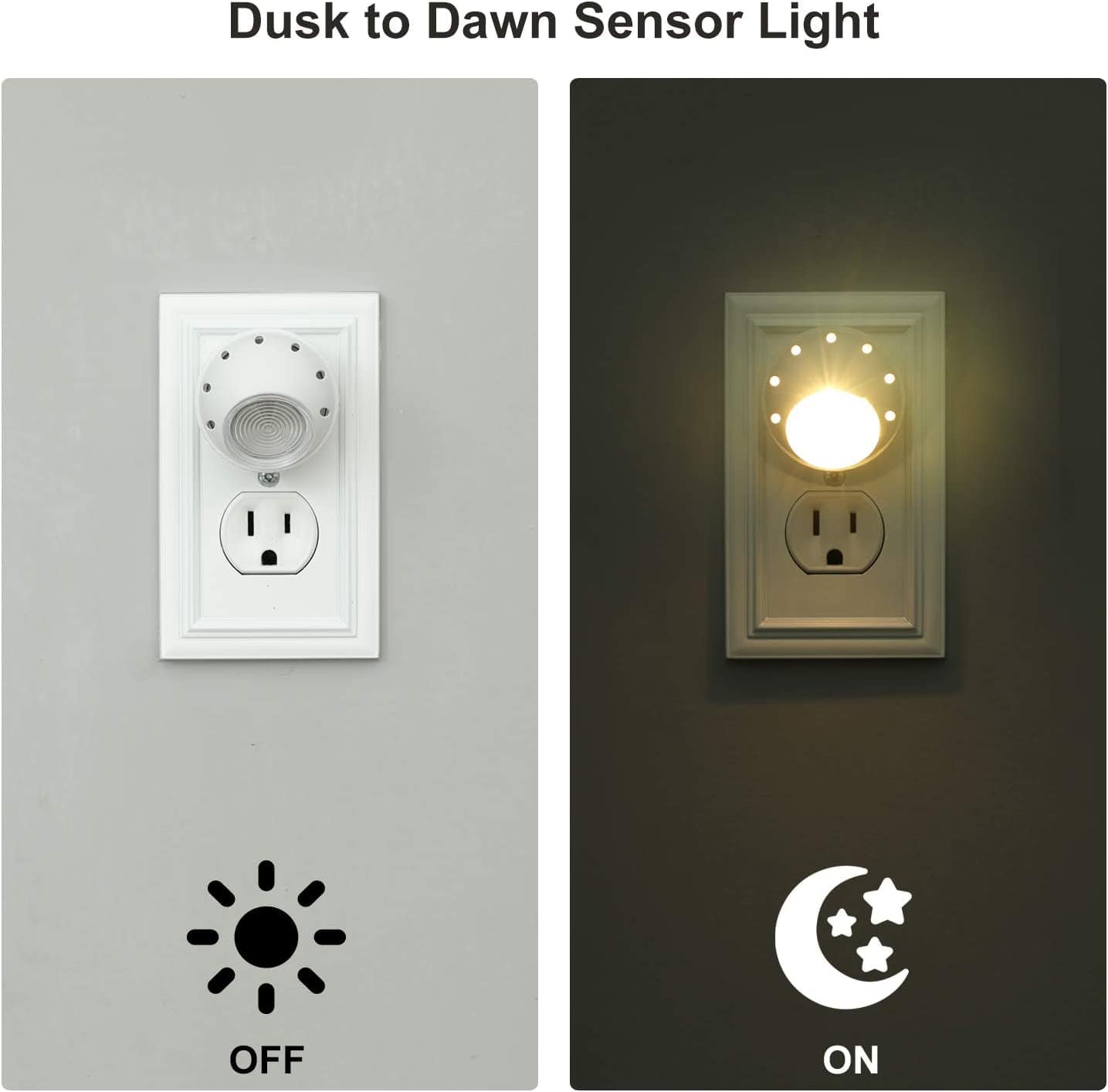 DEWENWILS Plug in Night Light with Light Sensor, 360° Rotating LED Nightlights for Kids, Adults, Bedroom, Hallway, Bathroom, Stairways, Warm White (4 Pack)-HPSL02R