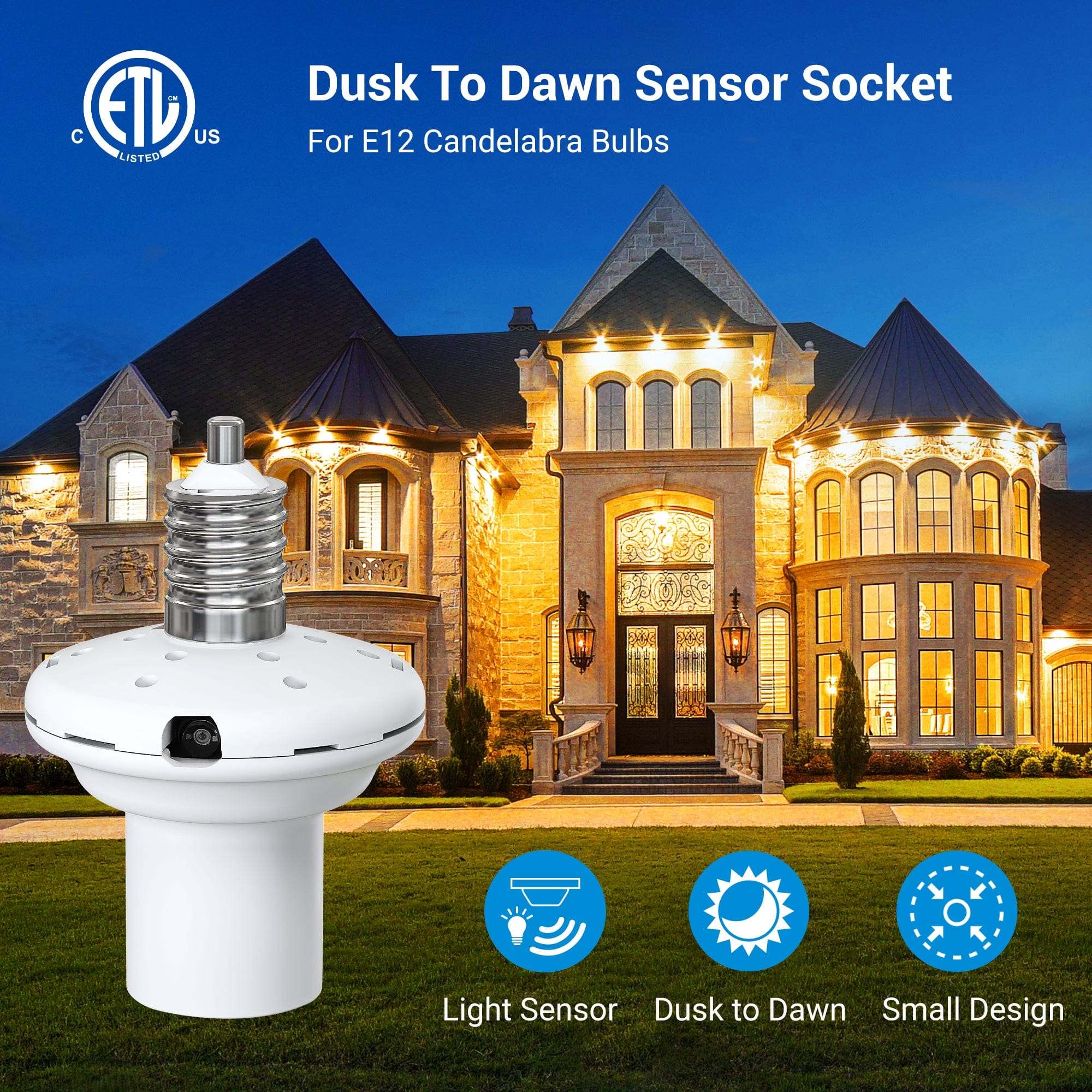 DEWENWILS Dusk to Dawn E12 Light Sockets with Automatic Photocell
