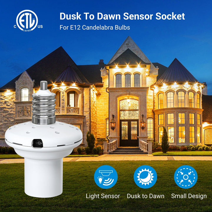DEWENWILS Dusk to Dawn E12 Light Sockets with Automatic Photocell ...