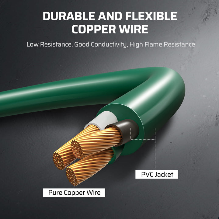 DEWENWILS 12 ft Outdoor Extension Cord with Multiple 3 Outlets 3 Prong 16 AWG SJTW for Outside Green Color