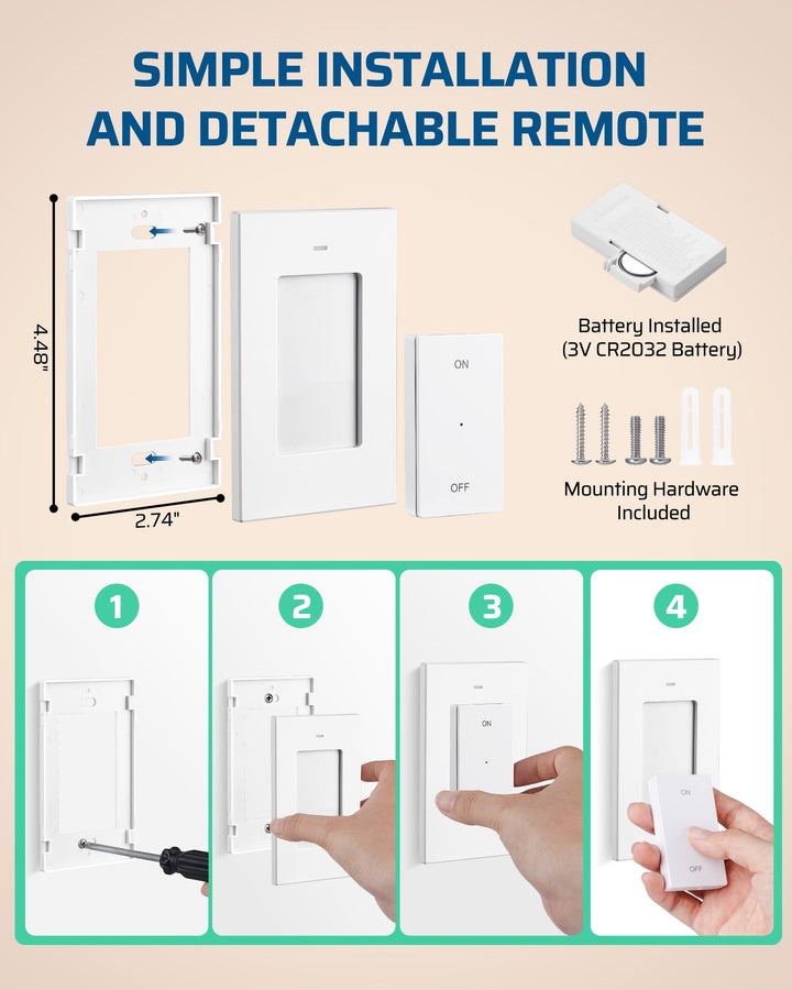 DEWENWILS Remote Control Light Bulb Socket, E26 E27 Bulb Base for Lamp Fixture, No Wiring Needed