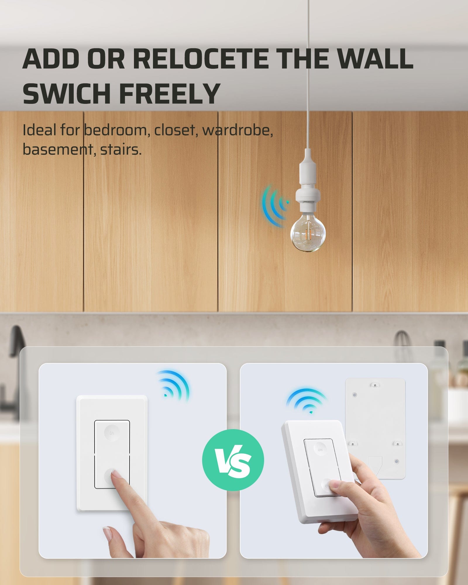 DEWENWILS Remote Control Light Bulb Socket, E26 E27 Bulb Base, No Wiring-HRLS11T